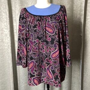 Women’s Black/Pink Paisley  XXL/2XG 20 “George”Tunic Top